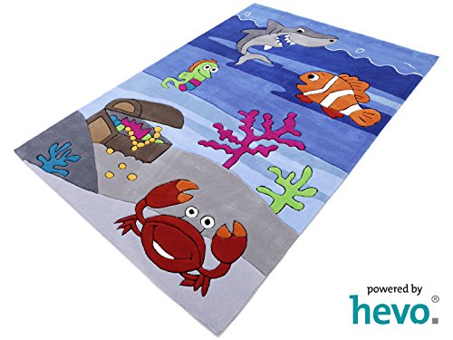 Bruce Unterwasserwelt HEVO® Handtuft Teppich | Kinderteppich | Spielteppich 90x150 cm Öko Tex 100