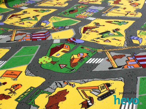 HEVO Baustelle gelb Teppich | Spielteppich | Kinderteppich 200×200 cm Oeko-Tex 100 - 2