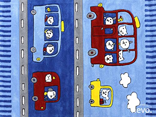 Funny Bus blau HEVO® Handtuft Teppich | Kinderteppich | Spielteppich 160x230 cm Öko Tex 100 - 2