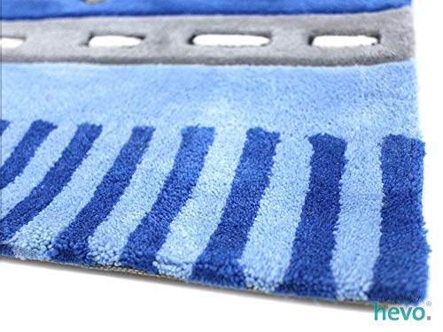 HEVO Funny Bus Blau Handtuft Kinderteppich in 160×230 cm | Spielteppich 3587-03 - 4